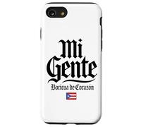 Mi Gente Boricua de Corazón Drapeau de Porto Rico Imprimé Noir Coque pour iPhone SE (2020) / 7/8