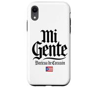 Mi Gente Boricua de Corazón Drapeau de Porto Rico Imprimé Noir Coque pour iPhone XR