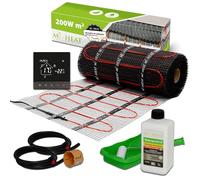 Mi-Heat Chauffage au sol électrique 200 W/m² 12,0 m² - Tapis chauffant pour lit mince pour rénovation - Tapis chauffant double technologie - Avec thermostat TH215 WiFi anthracite