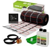 Mi-Heat Chauffage au sol électrique 200 W/m² 15,0 m² - Tapis chauffant pour lit mince pour rénovation - Tapis chauffant double technologie - Avec thermostat TH215 WiFi anthracite