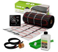 Mi-Heat Chauffage au sol électrique 200 W/m² 5,0 m² - Kit de chauffage au sol - Tapis de compensation - Pour carrelage, vinyle, parquet et stratifié - Avec thermostat M2 WiFi - Noir