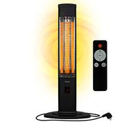 Mi-Heat Chauffage radiant infrarouge sur pied Chauffage de terrasse SIH-2000R, 1000-2000 watts sélectionnables sur 4 niveaux, minuterie 9h, télécommande