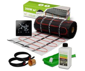 Mi-Heat Kit de chauffage au sol électrique 200 W/m² 1,5 m² - Chauffage au sol électrique - Installation facile - Rénovation - Installation et construction - Avec thermostat C17 numérique - Noir