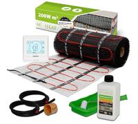 Mi-Heat Kit de chauffage au sol électrique 200 W/m² 12 m² - Tapis chauffant - Pour carrelage, vinyle, parquet et stratifié - Avec thermostat e91 numérique blanc