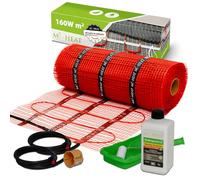 Mi-Heat Tapis chauffant électrique 7 m² 160 W/m² - Kit avec 2 tubes vides d'apprêt encastré - Chauffage électrique au sol toujours chaud pour les pieds sûrs et rapides