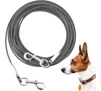Mi Metty Câble d'arrimage pour chiens, 15,2 m - Câble d'arrimage robuste pour chiens de grande taille jusqu'à 56,7 kg - Ligne d'attache durable pour extérieur, cour et camping - Noir