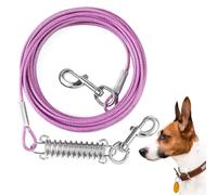 Mi Metty Câble d'attache pour chiens pesant jusqu'à 113.4 kg, laisse robuste fabriquée en câble métallique revêtu pour chiens de grande et moyenne taille, chaînes pour chien (violet, 30.5 m)
