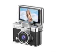 Mi-ni Appareil photo numérique, porte-clés portable, appareil photo compact avec écran rabattable à 180 °, mode beauté, vidéo HD pour vlogging de voyage (noir)