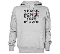 Mi Piacciono La Mia Moto Il Mio Gatto Gris Sweat À Capuche Sweat-Shirt Jersey Unisexe Homme Femme Grey Unisex Hoodie
