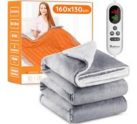 Mia&Coco Couverture chauffante avec arrêt automatique, 130 x 160 cm, 10 niveaux de chauffage jusqu'à 9 heures, minuterie d'arrêt automatique, couverture chauffante électrique, certifiée ETL, pour la