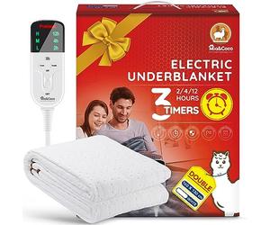 Mia&Coco Couverture Chauffante Électrique Double, sous-Couverture Chauffante avec Minuteries De 12 Heures Et 3 Réglages De Chaleur, Affichage LED, Machine Lavable (160 X 130 cm)