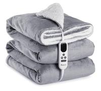 Mia&Coco Couverture Chauffante Plaid Couette électrique 180x130cm, Flanelle Sherpa, 10 Niveaux de température, 1 à 9 Heures d'arrêt Automatique, Affichage numérique, Lavable en Machine, certifié ETL