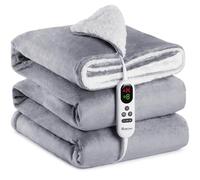 Mia&Coco Couverture Chauffante Plaid Couette électrique 180x130cm, Flanelle Sherpa, 10 Niveaux de température, 1 à 9 Heures d'arrêt Automatique, Affichage numérique, Lavable en Machine, certifié ETL