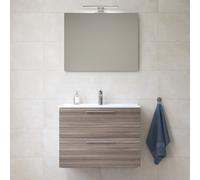 Mia ensemble avec meuble pré-assemblé 79x61x39,5 cm + miroir + lavabo en céramique + éclairage LED, cordoba (MIASET80C)