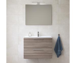 Mia ensemble avec meuble pré-assemblé 79x61x39,5 cm + miroir + lavabo en céramique + éclairage LED, cordoba (MIASET80C)