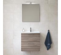 Mia ensemble avec meuble préassemblé 59x61x39,5 cm + miroir + lavabo en céramique + éclairage LED, Cordoba (MIASET60C)