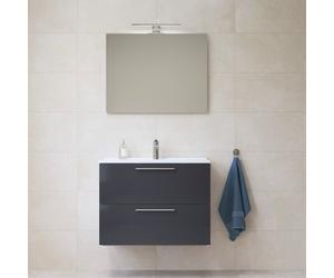 Mia ensemble avec meuble préassemblé 79x61x39,5 cm + miroir + lavabo + éclairage LED, anthracite brillant (MIASET80A)