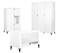 MIA Ensemble bébé Lit évolutif 120x60 + armoire + penderie Blanc