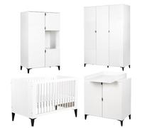 MIA Ensemble bébé Lit évolutif 120x60 + commode + armoire + penderie Blanc