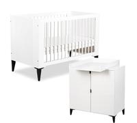 MIA Ensemble bébé Lit évolutif 120x60 + commode + plan Blanc