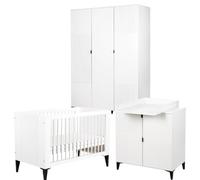MIA Ensemble bébé Lit évolutif 120x60 + commode + plan + penderie Blanc