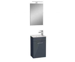 Mia ensemble meuble 39x61x28 cm avec miroir, lavabo et éclairage LED, Anthracite brillant (MIASET40A)
