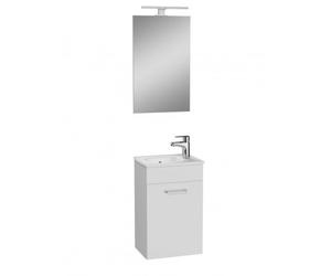 Mia ensemble meuble 39x61x28 cm avec miroir, lavabo et éclairage LED, Blanc brillant (MIASET40B)