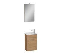 Mia ensemble meuble 39x61x28 cm avec miroir, lavabo et éclairage LED, chêne (MIASET40D)