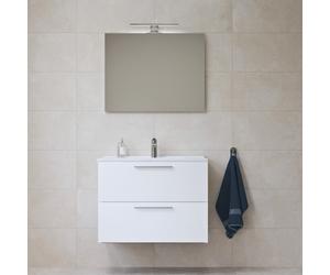 Mia ensemble meuble préassemblé 79x61x39,5 cm avec lavabo, miroir avec éclairage LED, Blanc brillant (MIASET80B)