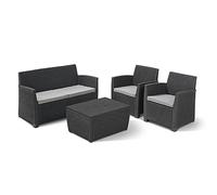 Keter - Salon de jardin Mia - résine imitation rotin tressé - 4 personnes - Gris graphite