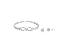 Mia Grace Jewellery Ensemble bracelet et boucles d'oreilles MGJ™ Infinity Pavé pour femme avec cristaux Swarovski | Bijou hypoallergénique, coffret cadeau blanc premium, sac et carte de Noël