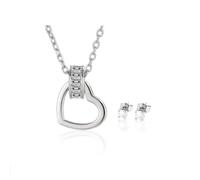 Mia Grace Jewellery Ensemble pendentif et boucles d'oreilles cœur en cristal Swarovski MGJ™ pour femme | Cadeau de Noël blanc | Bijoux hypoallergéniques pour elle