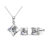 Mia Grace Jewellery Ensemble pendentif et boucles d'oreilles MGJ™ en cristal Swarovski pour femme | Collier hypoallergénique avec breloque de 10 mm | Coffret cadeau, sac et carte de Noël inclus