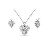 Mia Grace Jewellery Parure MGJ™ avec pendentif et boucles d'oreilles ajustables en forme de cœur en cristal Swarovski pour femme | Bijou hypoallergénique | Disponible en argent, or et or rose