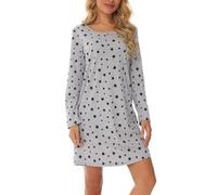 MIA LUCCE Chemise de Nuit Femme Manches Longues Coton Chemises de Nuit Femme Vêtement De Nuit Rond S-3XL