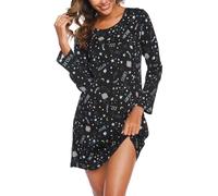 MIA LUCCE Chemise de Nuit Femme Manches Longues Coton Chemises de Nuit Femme Vêtement De Nuit Rond S-3XL