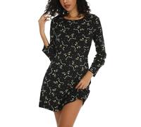 MIA LUCCE Chemises de nuit pour femme, nuisette pour femme avec imprimé, pyjama à col rond pour femme pour dormir et se détendre, Katze noir, XXL