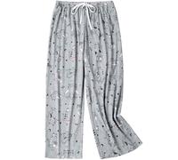 MIA LUCCE Pantalon de pyjama court pour femme avec cordon de serrage extensible S-XXL, Chat gris., XL