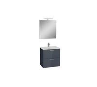 Mia ensemble meuble préassemblé 59x61x39,5 cm avec lavabo, miroir et éclairage LED, Anthracite brillant (MIASET60A)