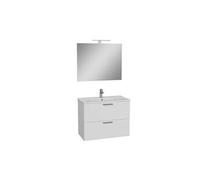 mia meuble 79x61x39,5 cm pour salle de bain avec miroir, lavabo et éclairage led, blanc brillant (miaset80b)