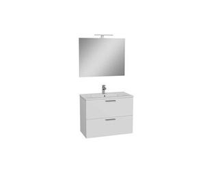 mia meuble 79x61x39,5 cm pour salle de bain avec miroir, lavabo et éclairage led, blanc brillant (miaset80b)