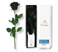 Mia Milano Rose Infinity Noire sur Tige (durée de Vie 5 Ans) dans Une boîte Cadeau | Cadeau déco pour Elle | Fleur préservée au Parfum de Rose | Carte Cadeau Incluse