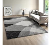 Mia’s Teppiche Modena - Tapis Moderne à Poils Courts, pour Salon et Chambre, Doux et Facile d’Entretien, Motifs de Vagues géométriques, Gris, 160 x 220 cm