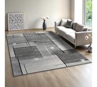 Mia’s Teppiche Modena - Tapis Moderne à Poils Courts, pour Salon et Chambre, Doux et Facile d’Entretien, Motifs géométriques, à Carreaux, Gris, 200 x 280 cm