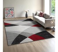 Mia’s Teppiche Modena - Tapis Moderne à Poils Courts, pour Salon et Chambre, Doux et Facile d’Entretien, Motifs de Vagues géométriques, Gris, 160 x 220 cm