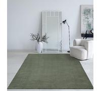 Mia’s Teppiche Taos - Tapis à Poils Courts Effet Fourrure, Ultra Doux et Lavable Jusqu’à 30°C, avec Dessous antidérapant, idéal pour Salon et Chambre, Vert foncé, 200 x 200 cm Rond