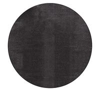Mia’s Teppiche Taos - Tapis à Poils Courts Effet Fourrure, Ultra Doux et Lavable Jusqu’à 30°C, avec Dessous antidérapant, idéal pour Salon et Chambre, Anthracite, 200 x 200 cm Rond