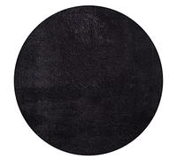 Mia’s Teppiche Taos - Tapis à Poils Courts Effet Fourrure, Ultra Doux et Lavable Jusqu’à 30°C, avec Dessous antidérapant, idéal pour Salon et Chambre, fabriqué en Turquie, Noir, 200 x 200 cm Rond
