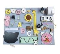 Mia tableau d'activité sensoriel montessori busy board en bois gris animaux 50 cm G