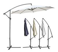 Miadomodo® Parasol Déporté - Diamètre au Choix 3/3,5 m, Inclinable, Excentré, Protection UV 30+, Polyester, Manivelle, Beige/Anthracite - Parasol Octogonal, de Jardin, Terrasse (Blanc, Ø 3m)